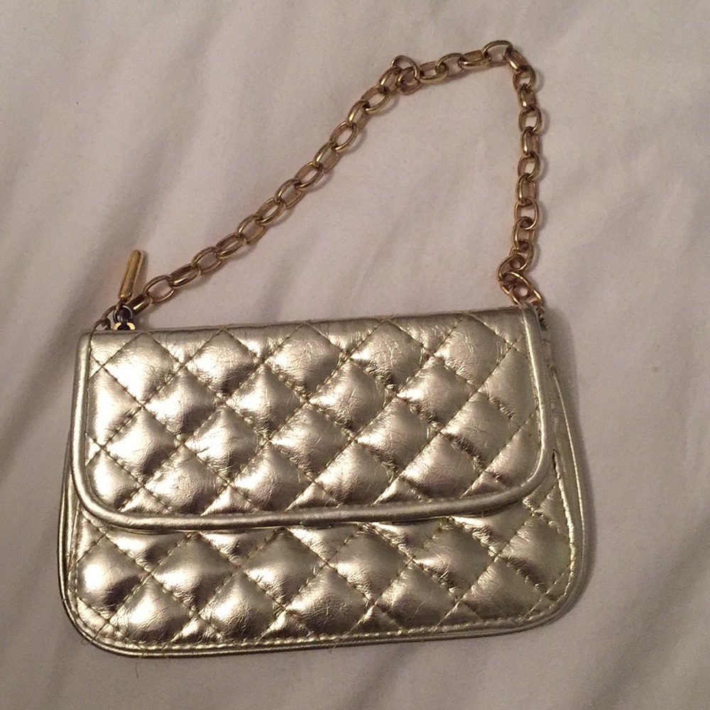 Gold clutch bag